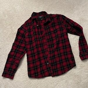 Forever 21 Red and Black Plaid Button-Down Shirt